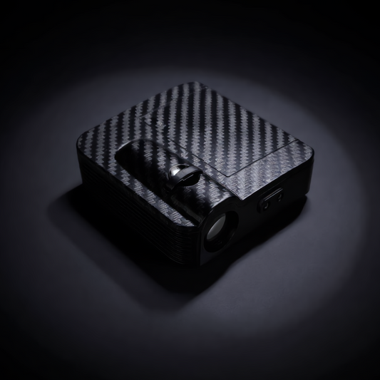 LED car door welcome light with carbon-fibre style housing